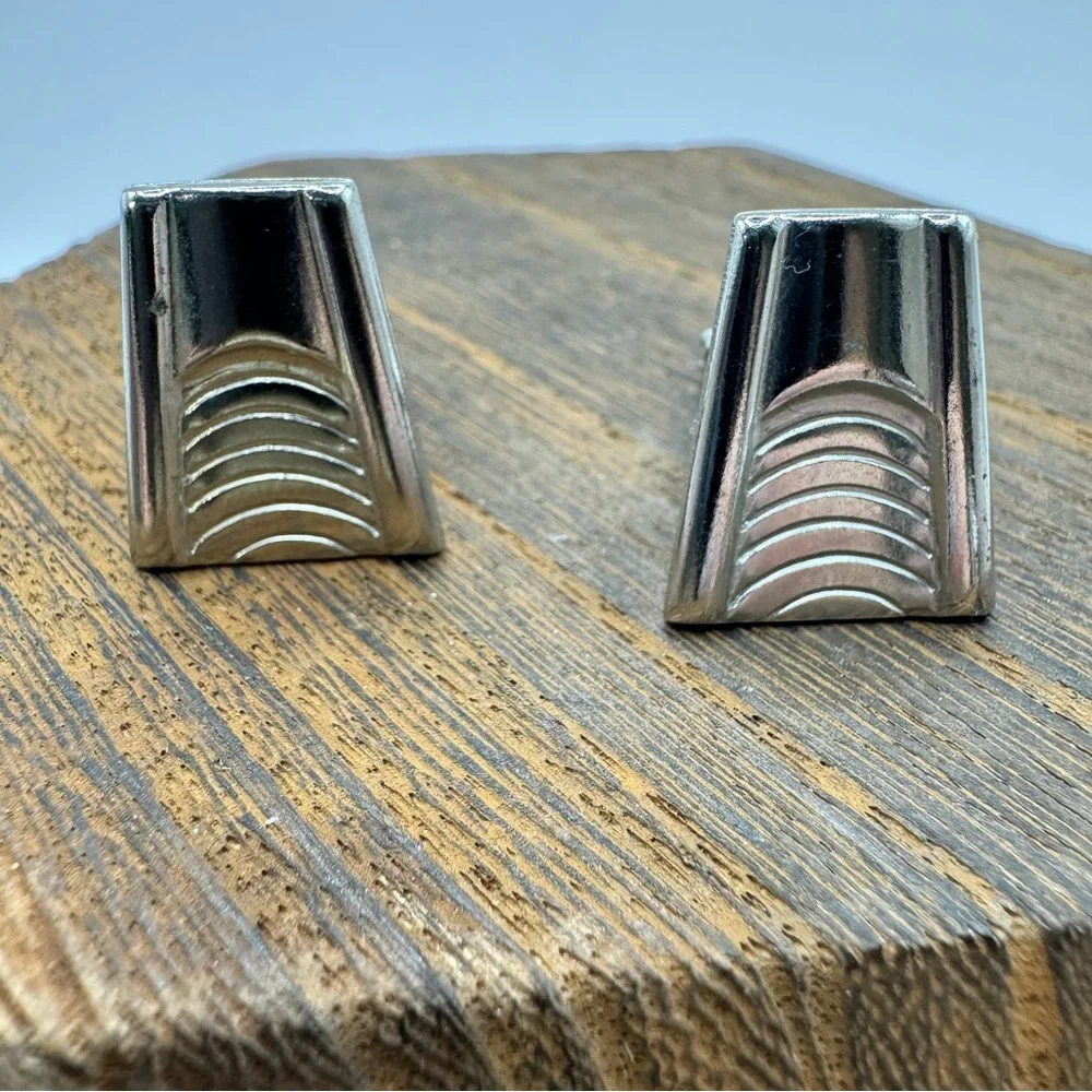 Vintage art deco style silver tone men’s cufflinks